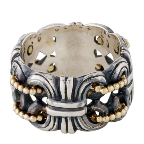 LAGOS Jewelry - LAGOS STERLING SILVER & 18K YELLOW GOLD CAVIAR BEADED BAND RING